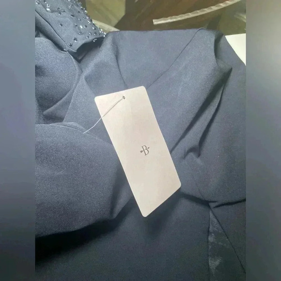 Aidan Mattox One Shoulder Beaded Navy Gown Size 14 NWT - Picture 7 of 8